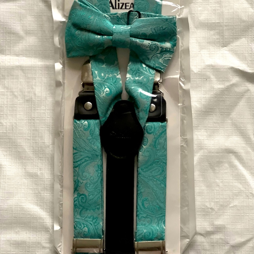 Alizia Bow Tie Set-Turquoise